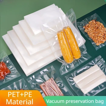 100 шт Гладкий вакуумный пакет для консервирования, герметичная упаковка для домашних продуктов питания, коммерческие Прозрачные Пластиковые герметичные пакеты-присоски