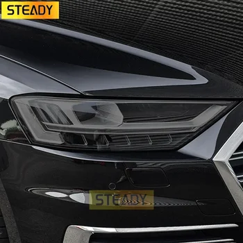 2 Шт Защитная Пленка Для Автомобильных Фар Самовосстанавливающаяся Прозрачная Черная Наклейка Из ТПУ Для Audi A8 D4 4H D5 4N S8 2014-2020 Аксессуары