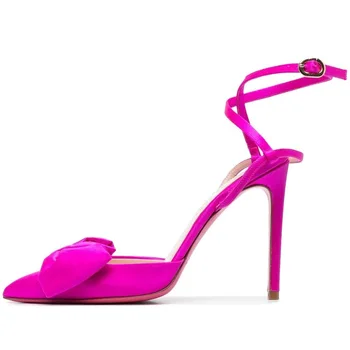 2023 Новая Женская обувь, Розовые Замшевые Босоножки на шпильке, Регулируемый ремешок на щиколотке, Комфортная пятка, Модные туфли на высоком каблуке, Размер 46