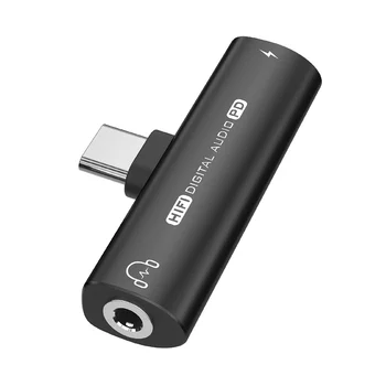 2в1 USB Type-C к USB C/3,5 мм Адаптер Для наушников ЦАП Для Наушников Аудио Конвертер 32 Бит/384 кГц Цифровой Декодер PD27W Черный