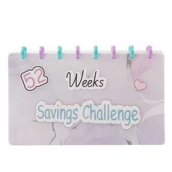 52 Week Savings Challenge Водостойкая бюджетная папка из ПВХ, экономящая деньги, для семейного бюджета, многоразовая бюджетная книжка с наличными деньгами