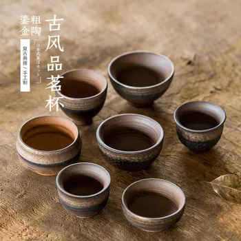BAODETEA-Антикварная керамическая чайная чашка, позолоченный керамогранит, Мастер-чашка, узор в виде молотка, Японский чайный сервиз кунг-фу