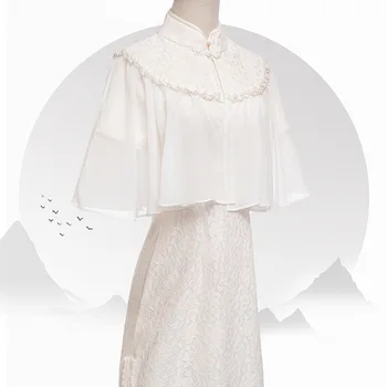 Белый Кружевной Чонсам Для Молодых Девушек Улучшенная Версия Qipao 2023 Новый Летний Китайский Стиль Белая Жаккардовая Шаль Сказочное Вечернее Платье