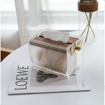 Бумажный держатель Креативные коробки для салфеток для дома Прозрачная Акриловая коробка для салфеток Ящики для хранения с магнитным всасыванием из латуни Декоративные