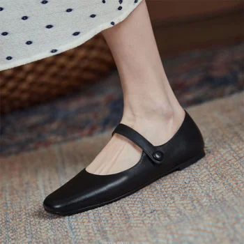 Версия линии с Обувью Mary Jane для женщин Темпераментные Тонкие туфли с открытым носком для Женщин На плоской подошве