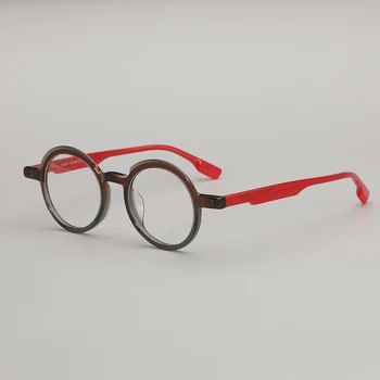 Дизайнерский бренд, оправа для очков в винтажном стиле, Унисекс, мужские оптические очки по рецепту, Элегантные ацетатные круглые женские очки