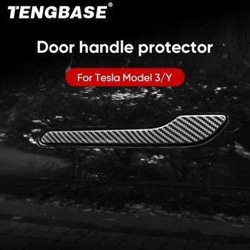 Для Tesla модель 3/Y 2017-2022, обертка для дверной ручки автомобиля, Пластиковое украшение, протектор, 4 шт., наклейки, Автоаксессуары