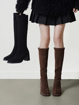 Женские ботинки, Женская резиновая обувь на молнии, Непромокаемые сапоги-Женская Пикантная Зимняя обувь выше колена на высоком каблуке 2023