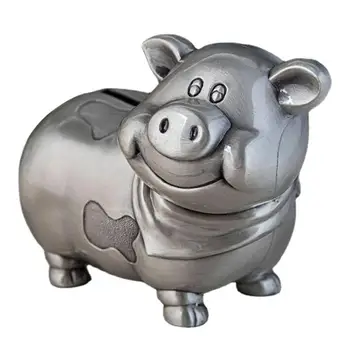 Копилка для свиней Lucky Pig Серебряная Копилка для монет в форме милой Свиньи Копилка для монет Детский подарок Коробка для экономии денег для детей Животное
