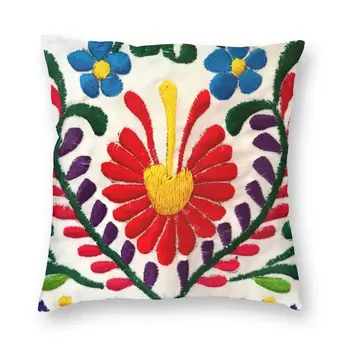 Мексиканские цветы Арт Чехол для диванной подушки 3D Принт Узор Текстильная вышивка Наволочка Украшение дома Бархатная наволочка