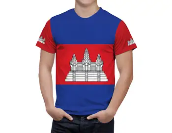 Мужская футболка с 3D флагом Камбоджи, модные топы в стиле хип-хоп с круглым вырезом и коротким рукавом, мужская одежда