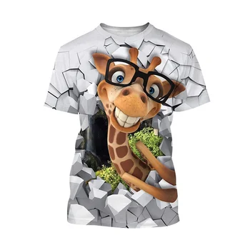 Мужская футболка с принтом Жирафа, Летняя Забавная футболка в стиле Харадзюку, Мужская Повседневная футболка с коротким рукавом, Уличная быстросохнущая Мужская одежда