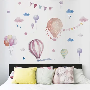 Мультяшные Наклейки На Стену, Милый Воздушный шар, Детский Сад, Детская комната, Фоновые Наклейки На стену