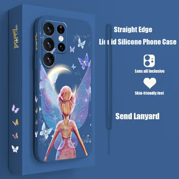 Новый чехол для телефона Tinkerbell Samsung S23 S22 S21 S20 Fe S10 Note 20 10 Ultra Lite Plus с жидкой левой веревкой
