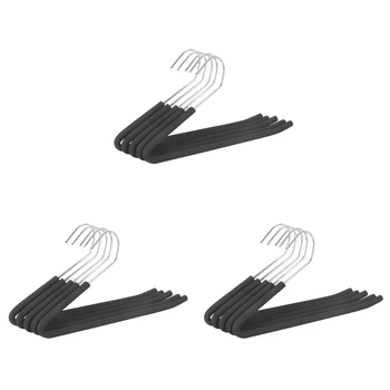 Открытые вешалки для брюк, подвесная вешалка для брюк с нескользящим поролоновым покрытием, черная, 15 штук в упаковке