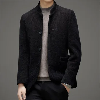 Пальто осень и зима новая куртка стоячим воротником мужская бизнес случайный среднего возраста отца 