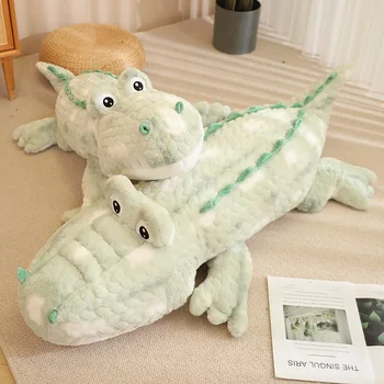 Подушка из крокодиловой кожи, Свежая Милая зеленая подушка в виде животного, подарок для ребенка, домашний диван, кресло, Длинное постельное белье, украшение
