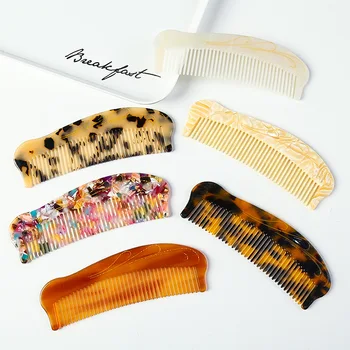 Портативная карманная расческа для волос с мелкими зубьями, модные антистатические расчески из ацетата с мраморным леопардовым принтом