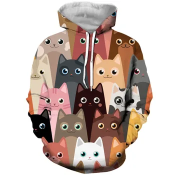 Прямая поставка PLstar Cosmos, новинка 2019, модная мужская толстовка на молнии с рисунком милого кота, коллаж, 3D принт, повседневная куртка унисекс с капюшоном