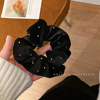 ретро звезда точка черное бархатное кольцо для волос в толстой кишке Корейский темперамент веревка для волос простой дизайн сзади аксессуары для волос для женщин