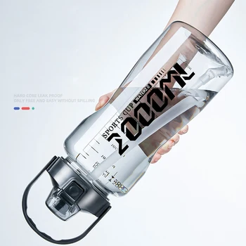 Спортивная бутылка для воды GIANXI большой емкости объемом 2 л с соломинкой, Экологичный пластиковый стаканчик, портативный чайник для фитнеса и путешествий на открытом воздухе