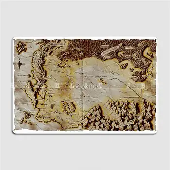 Старая сложенная карта Алагейзии Металлический знак Настенная роспись Дизайн гостиной Декор стен Жестяной знак плакаты