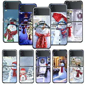 Счастливого Рождества, Милая Улыбка Снеговика, Чехол Для Телефона Samsung Galaxy Z Flip 5 Z Flip 4 Z Flip3 5G, Чехол для Galaxy Z с Откидной крышкой
