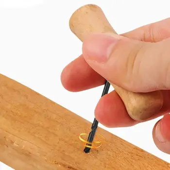 Т-образный инструмент для открывания спиральных отверстий с высококачественной деревянной ручкой Ручной дырокол для гравировки DIY по дереву