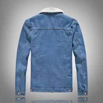 Удобная мужская куртка Мужская приталенная джинсовая куртка с воротником стойкой На утолщенной плюшевой подкладке для защиты шеи при падении
