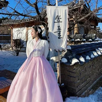 Ханбок Корейское Традиционное платье Женщина Королева Новый Халат в Корейском стиле Костюм для фотосъемки Одежда для народных танцев Ханбок Свадебная вечеринка