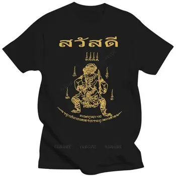 Черная футболка для мужчин, летняя брендовая футболка Sak Yant Tattoo, Таиланд, женская футболка, подростковая хлопковая футболка, модный топ