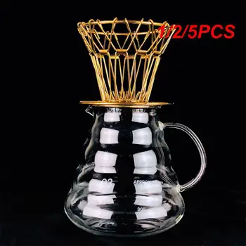 1/2 / 5ШТ Кофейный фильтр Титановое Золотое качество Простота в использовании Прочный компактный дизайн Кофейная посуда Складная ручная чашка для кофейного фильтра