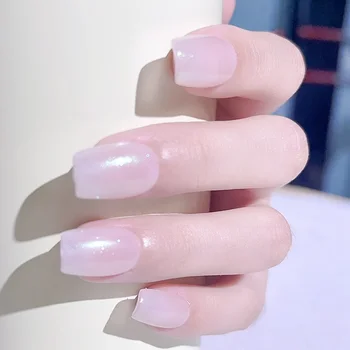 1 комплект накладных ногтей, Элегантные розовые французские ногти, готовые накладные ногти, накладные ногти, полное покрытие, накладные ногти, Персонализированные накладные ногти