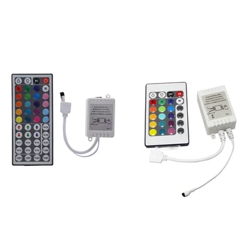 1 шт 44-клавишный ИК-пульт дистанционного управления для светодиодных лент RGB 5050 и 1 шт светодиодный RGB-контроллер для управления ИК-FB с 24 клавишами белого цвета