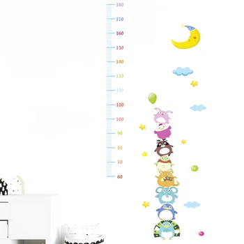 170 см / 67 дюймов Мультяшные Животные, Измерение высоты Луны, наклейка на стену для детских комнат, Диаграмма роста, Декор для детской комнаты, настенное искусство