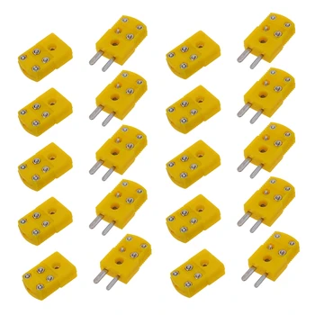 20-кратный комплект разъемов для термопары K-типа с желтым пластиковым корпусом