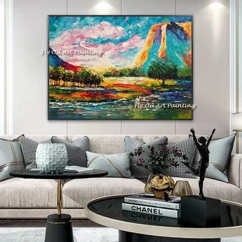 2021 модное искусство Ручной работы абстрактное красочное небо романтический пейзаж картина маслом большого размера великолепное абстрактное Украшение дома