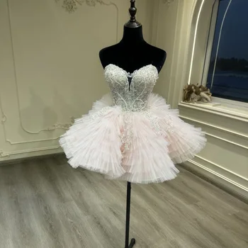 2024 новый свадебный банкет, розовая сексуальная мини-юбка-бандо