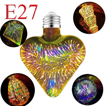 E27 Edison Красочные 3D Фейерверки Звездного Неба Светодиодные Красочные Лампочки Креативные Красочные Лампочки Праздничные Украшения Огни