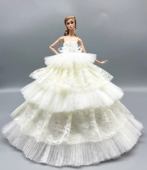 NK 1 шт. Белое свадебное платье для куклы Барби, модное кружевное платье, одежда принцессы, фантазийные игрушки для аксессуаров для кукол 1/6