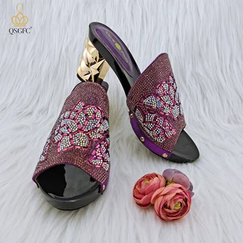 QSGFC, украшенная крестом и бриллиантами, Удобная модная одежда с изысканными женскими туфлями на высоком каблуке для вечеринок