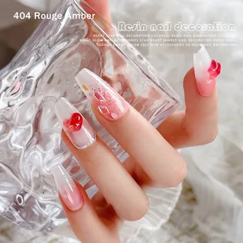 -Rouge Amber- Японское Украшение для ногтей в виде грубого сердца, Желеобразное Градиентное Светящееся Сердечко, Аксессуары с плоской спинкой, 3D Украшение для ногтей из смолы 404