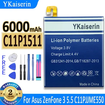 YKaiserin Для ASUS Аккумулятор Высокой емкости C11P1511 Для ASUS Zenfone3 Zenfone 3 Ze552kl Z012da Z012de 6000 мАч + Бесплатные инструменты