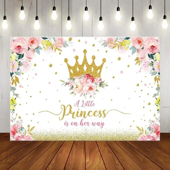 Вечеринка Королевской принцессы, Розовый Фон на День Рождения, Синий Фон для фотографий, Баннер, Студийные наборы, обои с короной, Золото