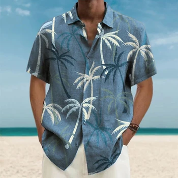 Гавайские Рубашки Для Мужчин, Топы С коротким Рукавом, Новая Графическая 3D Рубашка Coconut Treeo, Модная Уличная Одежда 5XL, Летняя Одежда, Мужская Блузка