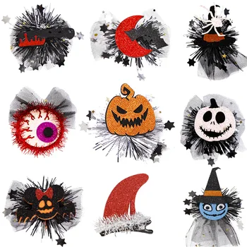 Головной убор-заколка для волос на Хэллоуин, украшение для детской вечеринки с привидениями, заколка для тыквы с паутиной, украшения для костюмов для вечеринок