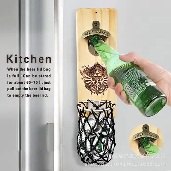 Деревянная настенная открывалка для пивных бутылок, наклейка на холодильник с магнитным всасыванием, открывалка для пивных бутылок, деревянная отвертка для пива