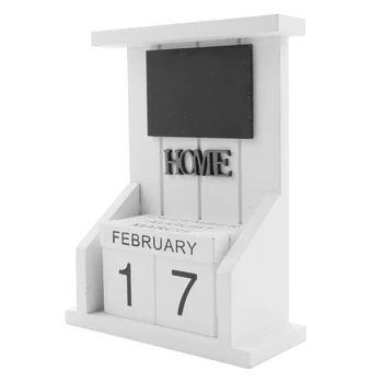 Деревянный настольный блок, календарь-Вечный календарь, месяц, отображение даты, украшение домашнего офиса (белый)