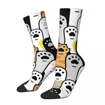 Забавный Сумасшедший Носок для Мужчин Со Стоячими Лапами в стиле Хип-Хоп Harajuku Cat Happy Quality Pattern Printed Boys Crew Sock Повседневный Подарок