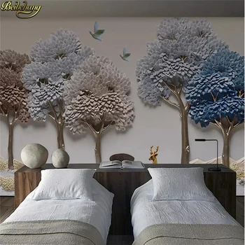 Изготовленная на заказ 3D фреска обои с тиснением Дерево удачи Фон Лося Украшение стен картина фотообои для стен Наклейки на стены